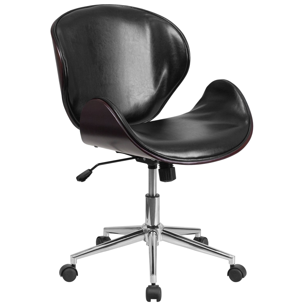Black Leather Mid-Back Office Chair Q4242