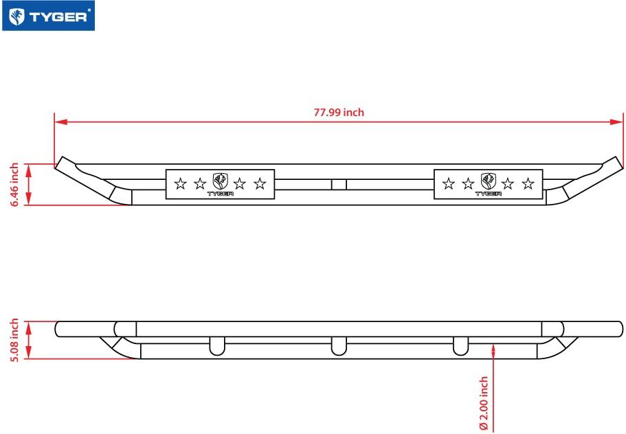 Textured Black Side Step Nerf Bars Running Boards O559