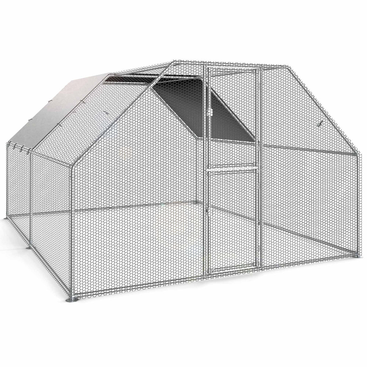 13.1 x 9.8 x 6.4 ft Metal Chicken Coop with Waterproof Cover B3868