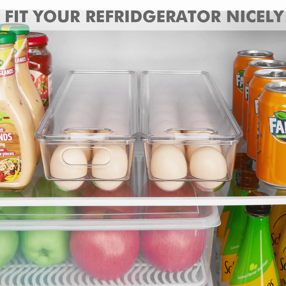 Set of 8 Clear Plastic Refrigerator Organizer Bins R4509