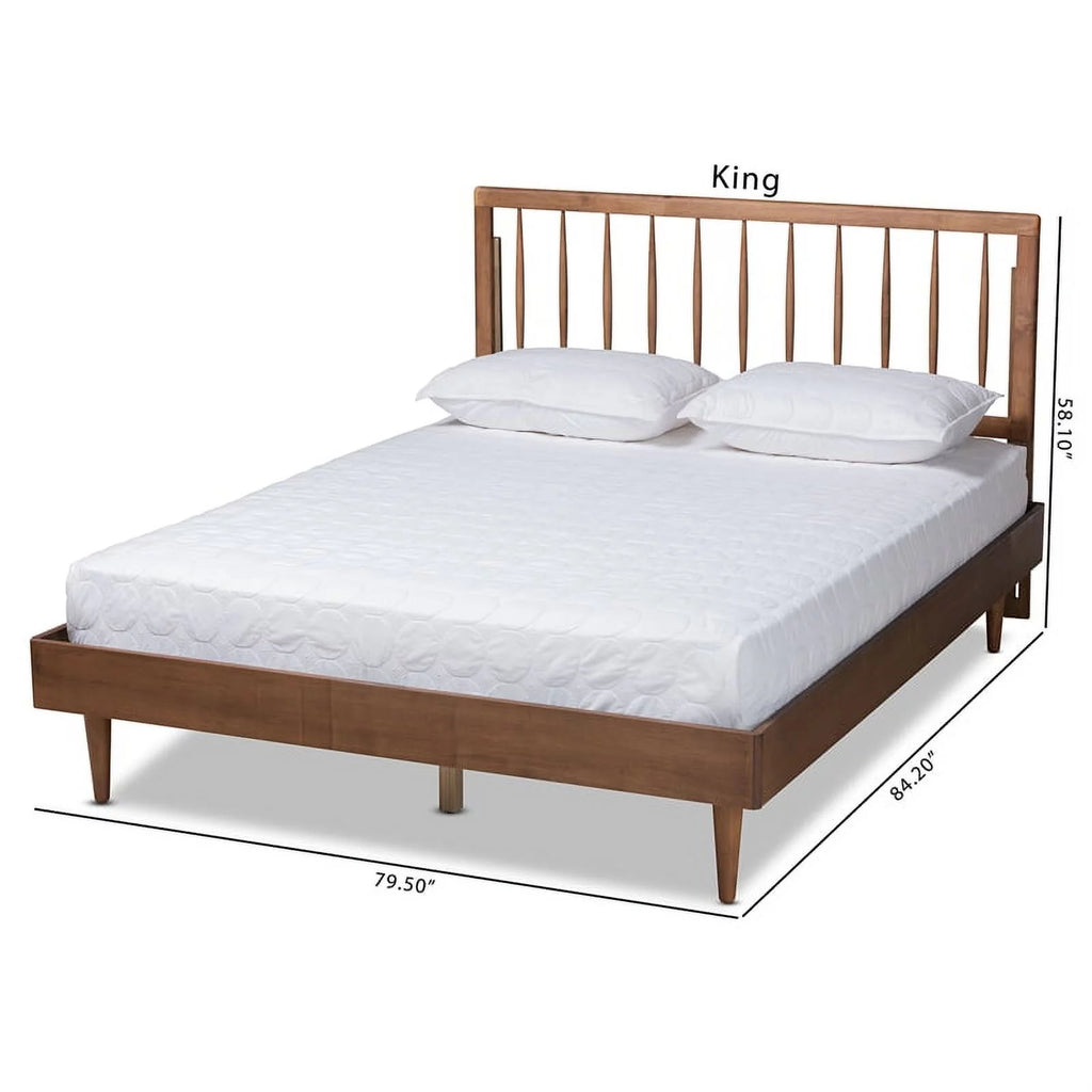 Ash Walnut Finished Wood King Size Platform Bed O76875