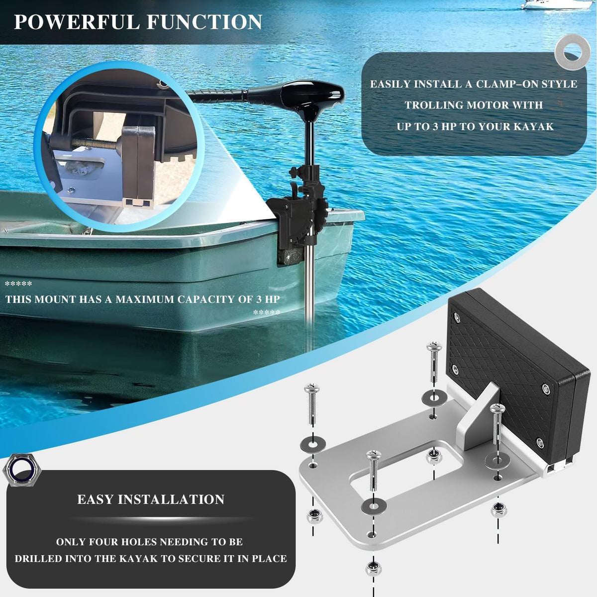 Universal Transom Trolling Motor Mount for Kayaks V54695