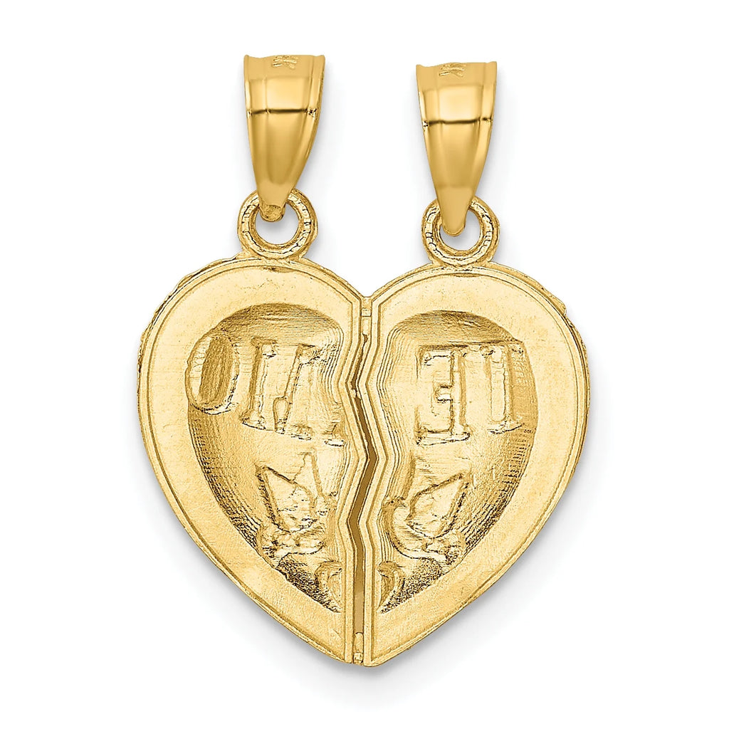 14K Yellow Gold Diamond-Cut Heart Pendant Charm R855520