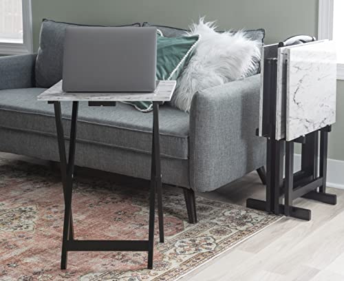 Brown Faux Marble Tray Table Set I704