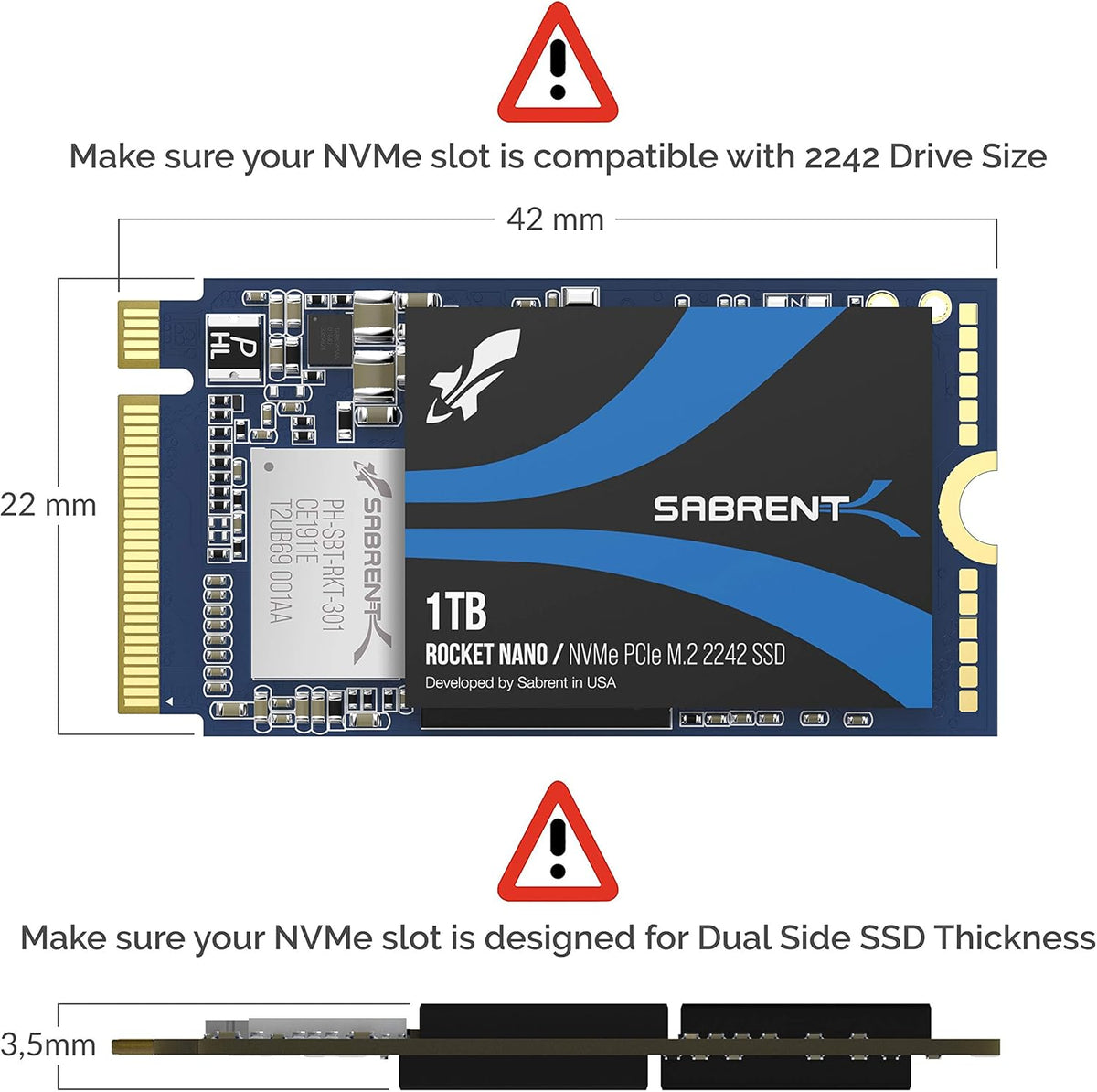 1TB Rocket NVMe PCIe M.2 2242 DRAM-Less Low Power Internal SSD M5388