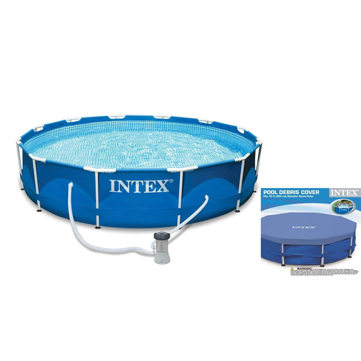 10' x 30 Metal Frame Round Outdoor Swimming Pool with Filter Pump & Cover R259305