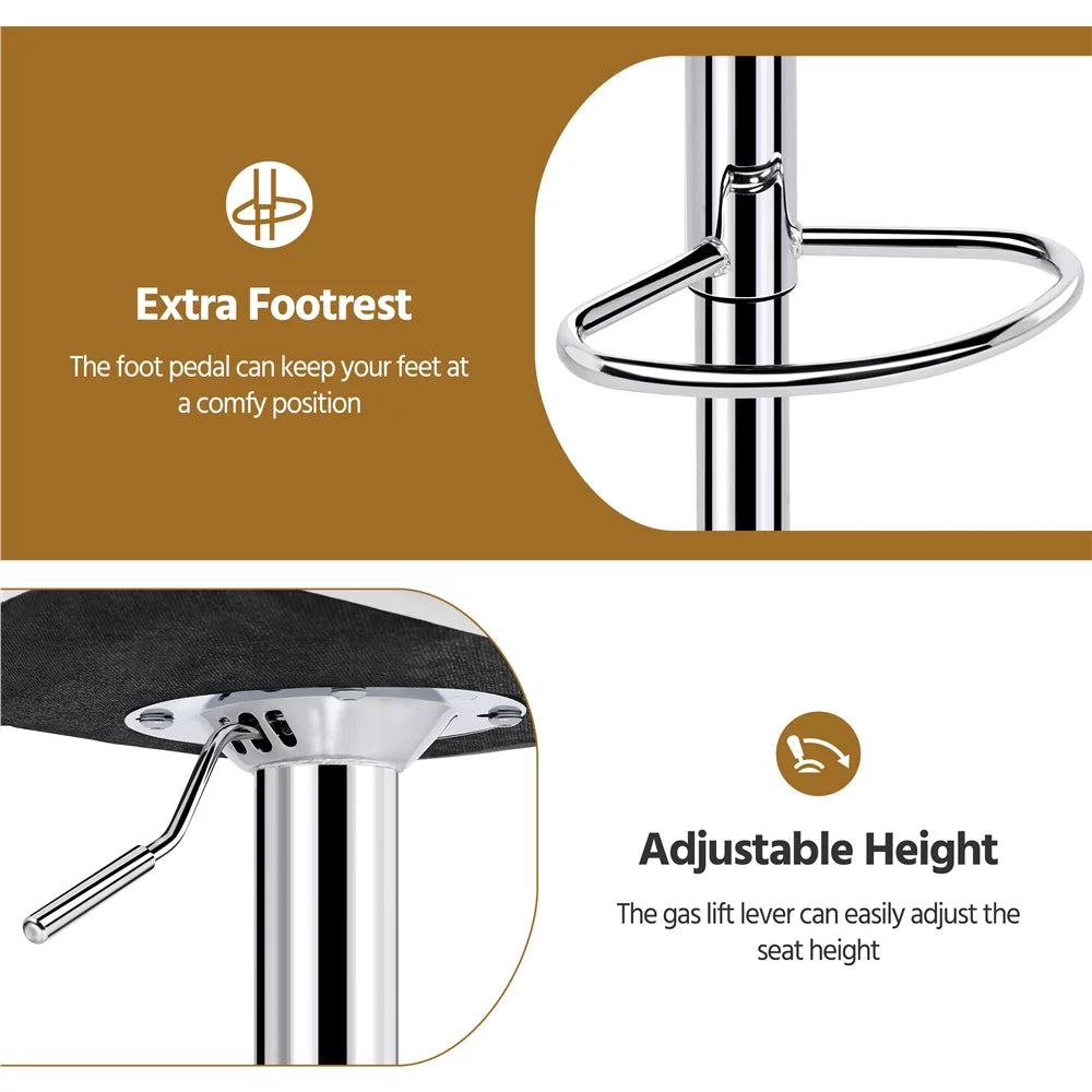 White Adjustable Faux Leather Swivel Bar Stool with Backrest N884465