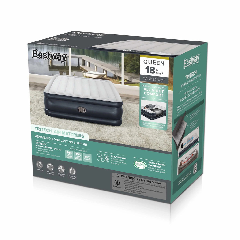 18 Tritech Air Mattress Queen with Built-in Pump N347