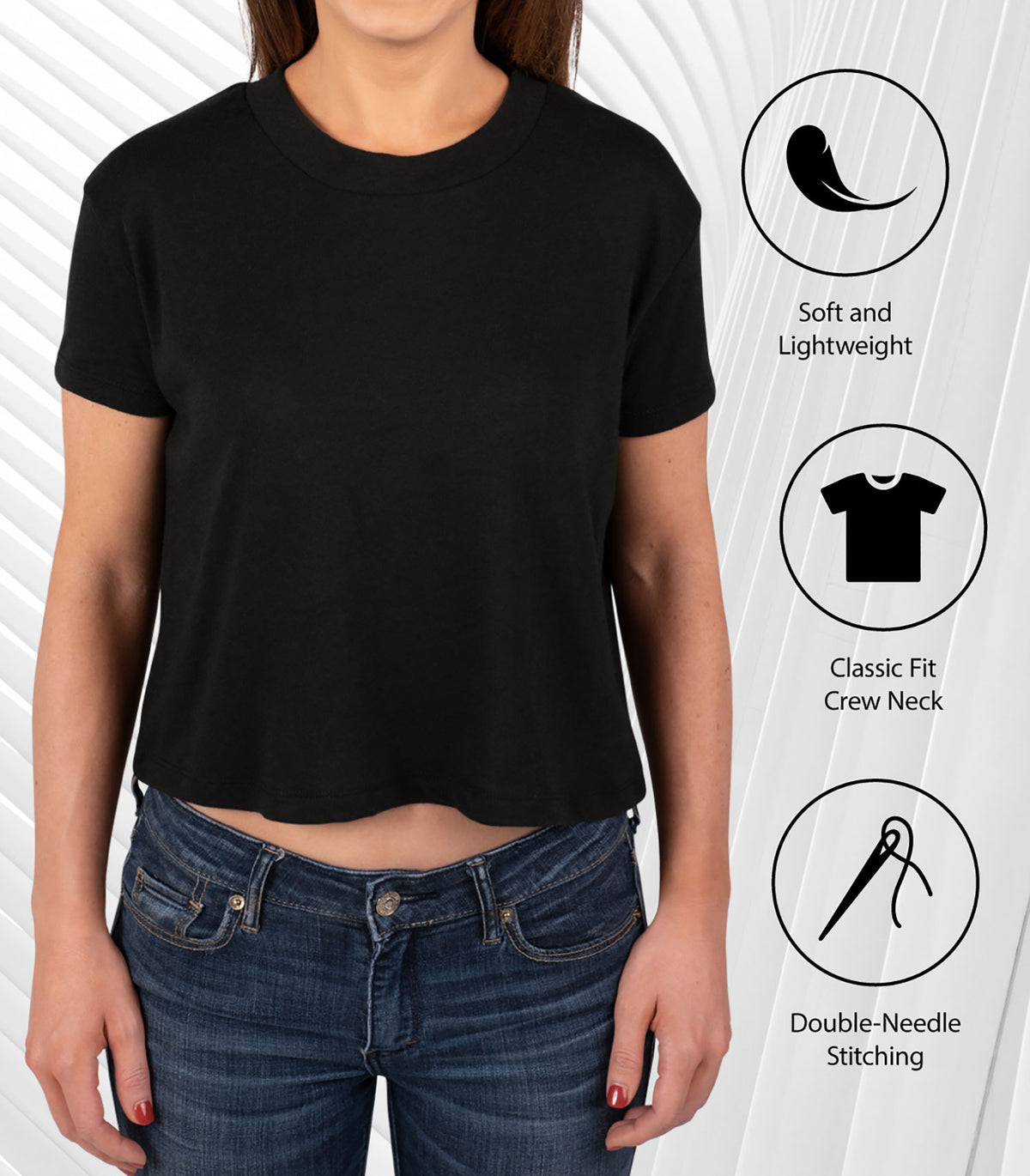 Juniors Cropped Cotton Blend T-Shirt W9013