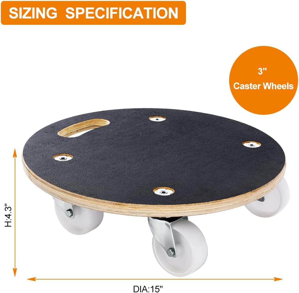 15-Inch Round Wood Platform Dolly with 2 Wheels H523247