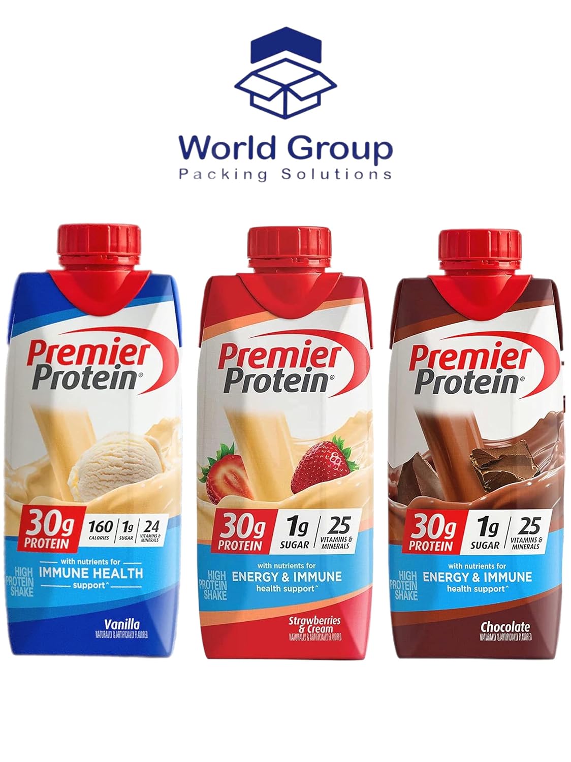 Strawberry Cream, Chocolate, and Vanilla Variety 11 Fl oz 12pk Protein Shake C4760