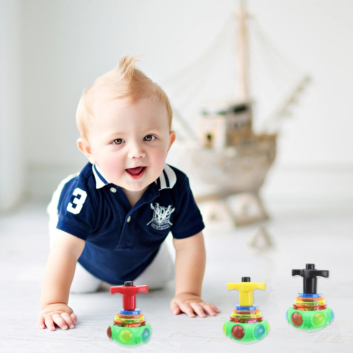 3pcs Gyro Toy Light Flashing Gyrator Shining Toy with Music N701