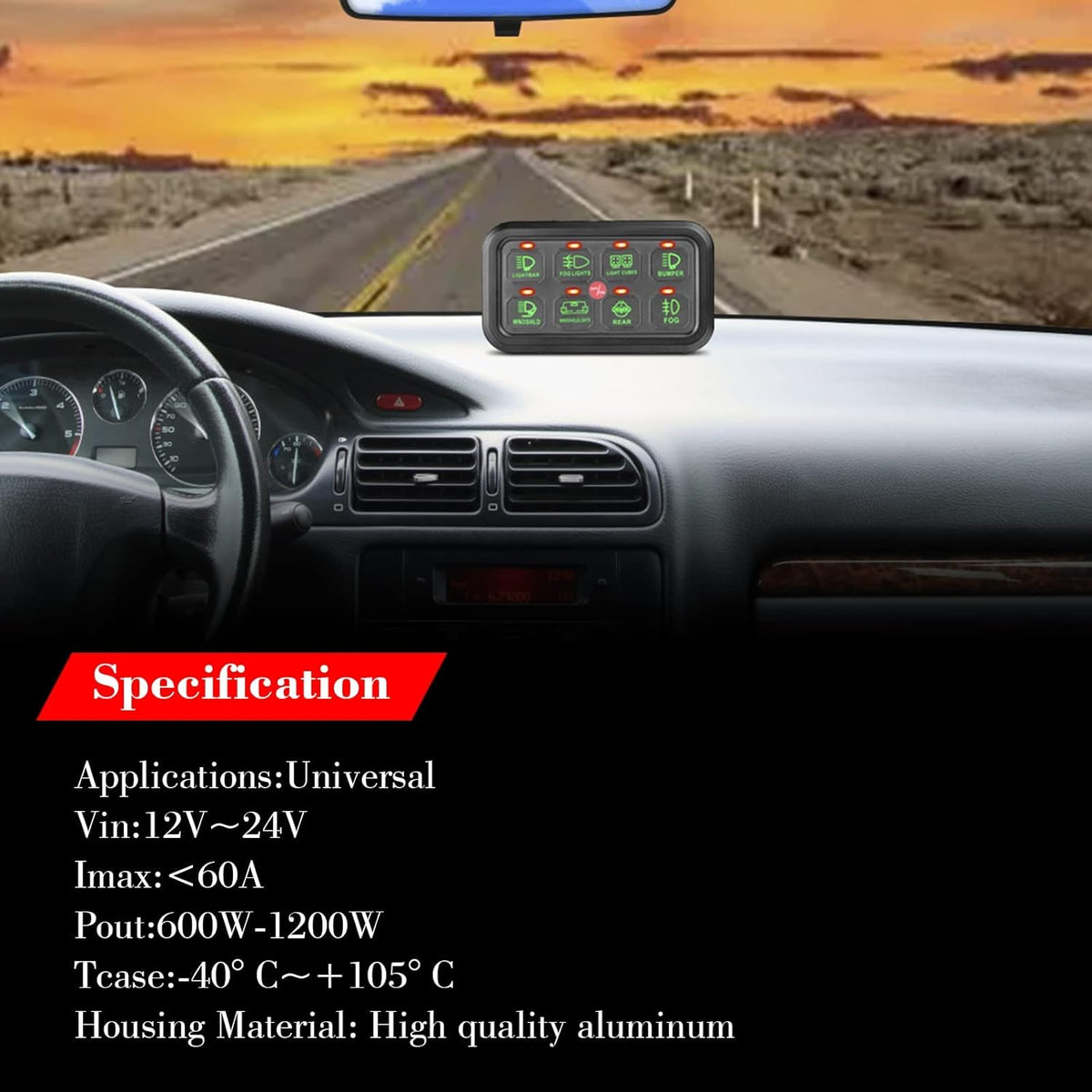 8 Gang LED Touch Control Switch Panel Box for Car Truck ATV UTV Boat Marine SUV Caravan T90367