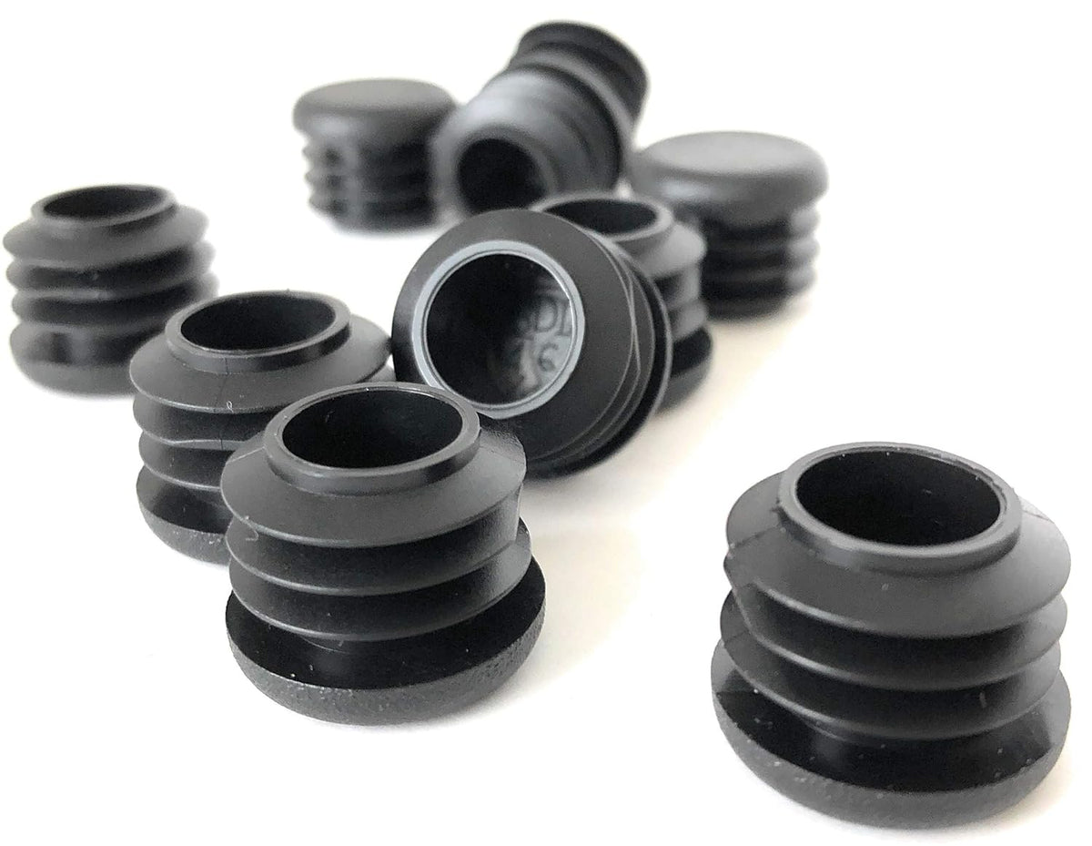 3/4 Inch Round Black Plastic Tubing End Cap Plug 10 Pack T36264
