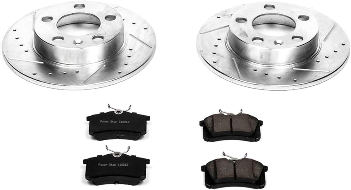 Rear Z23 Carbon Fiber Brake Pads with Drilled & Slotted Brake Rotors Kit S3227