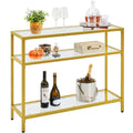 Modern Tempered Glass Console Table with Metal Frame Z94851