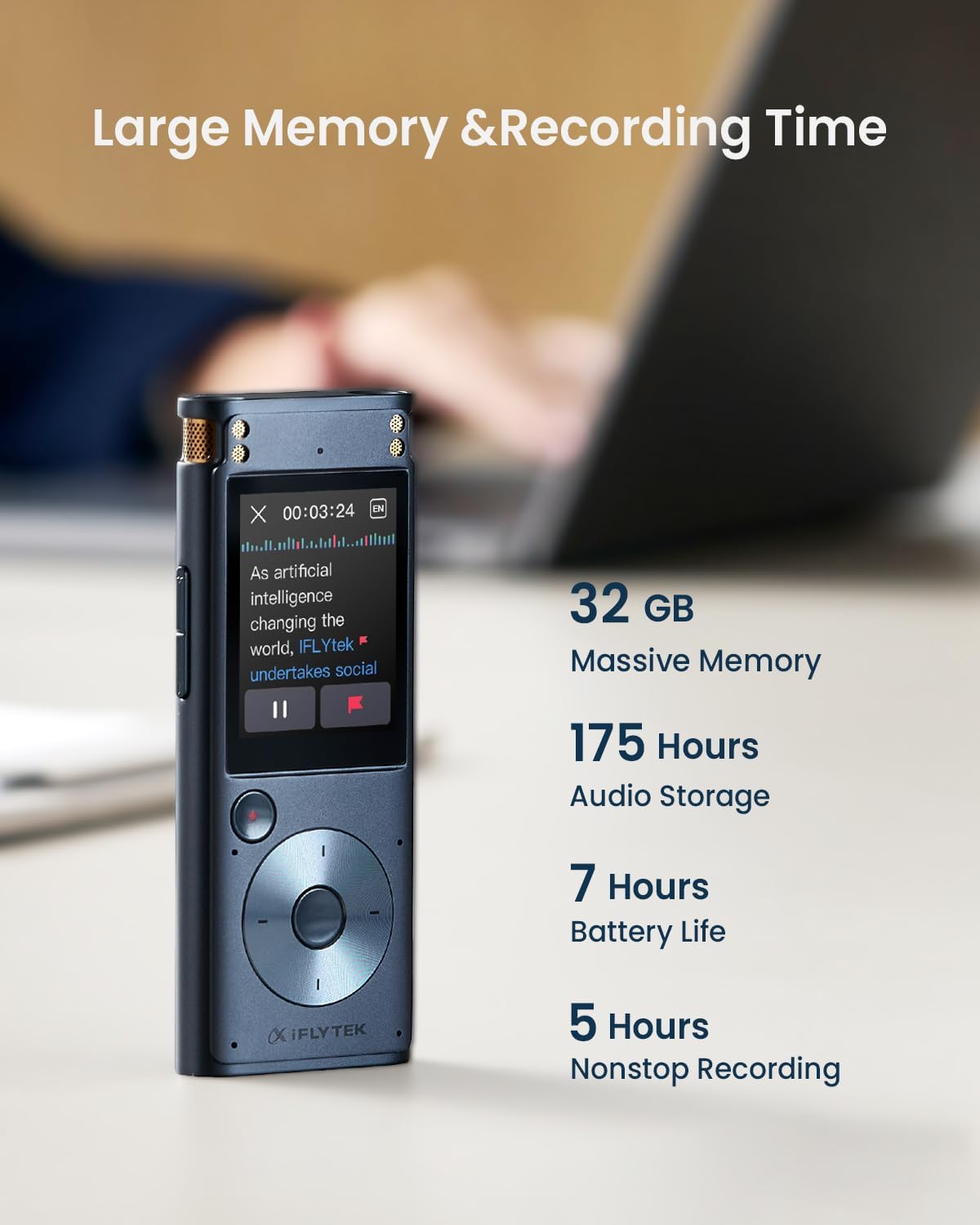2-inch Touch Screen Voice Recorder with Playback J1074