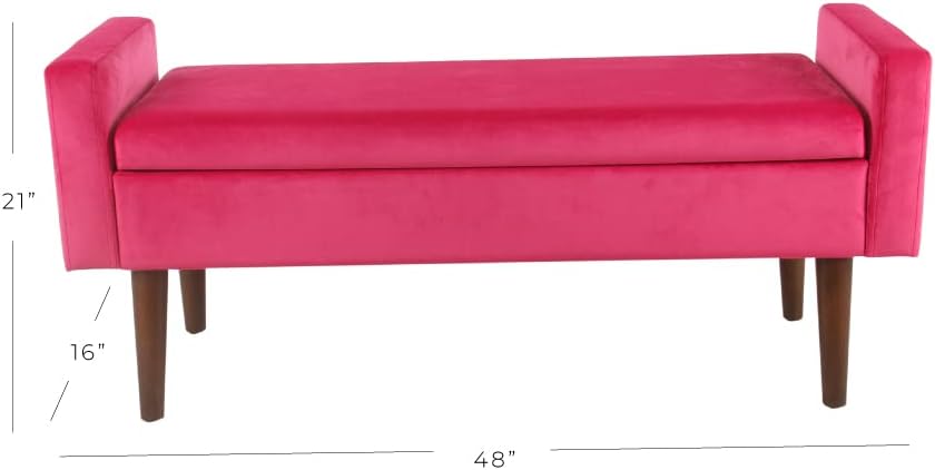Pink Velvet Storage Ottoman Bench Z55560