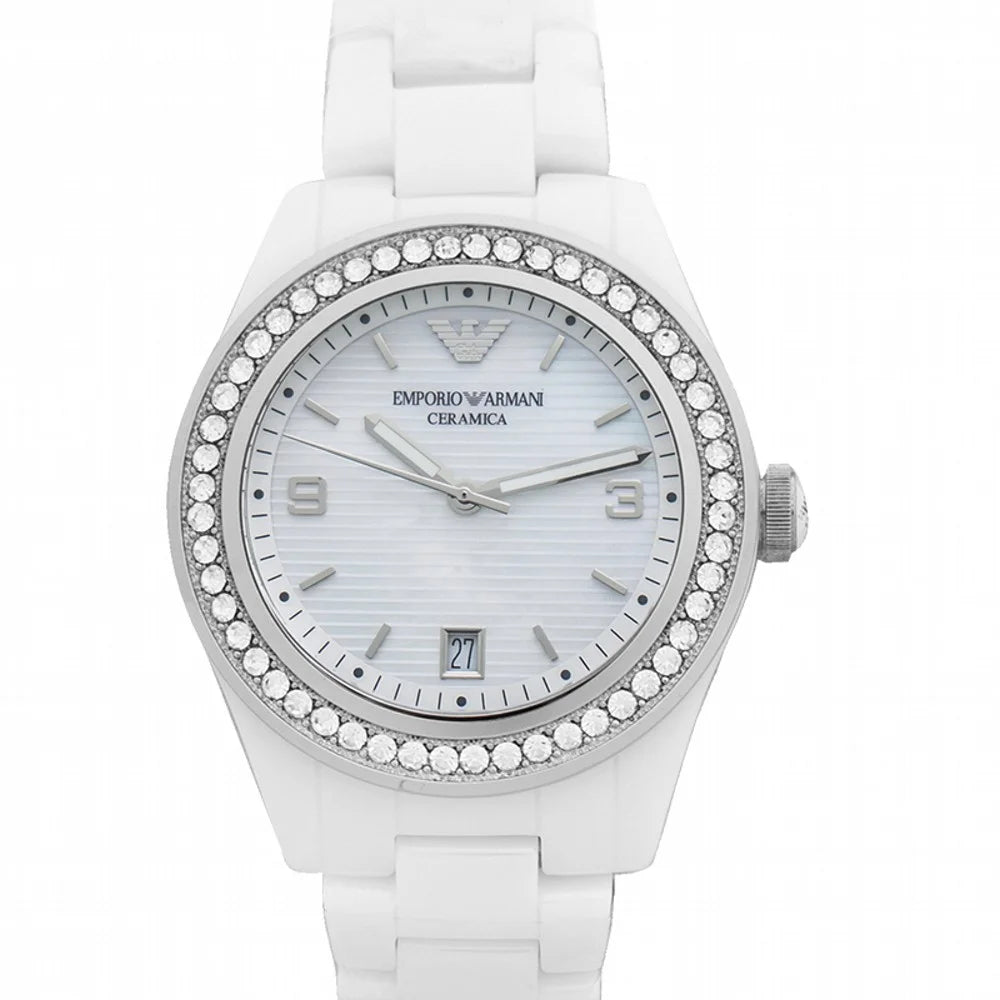 Mother of Pearl Dial Crystal Paved Bezel Ladies Watch K66576