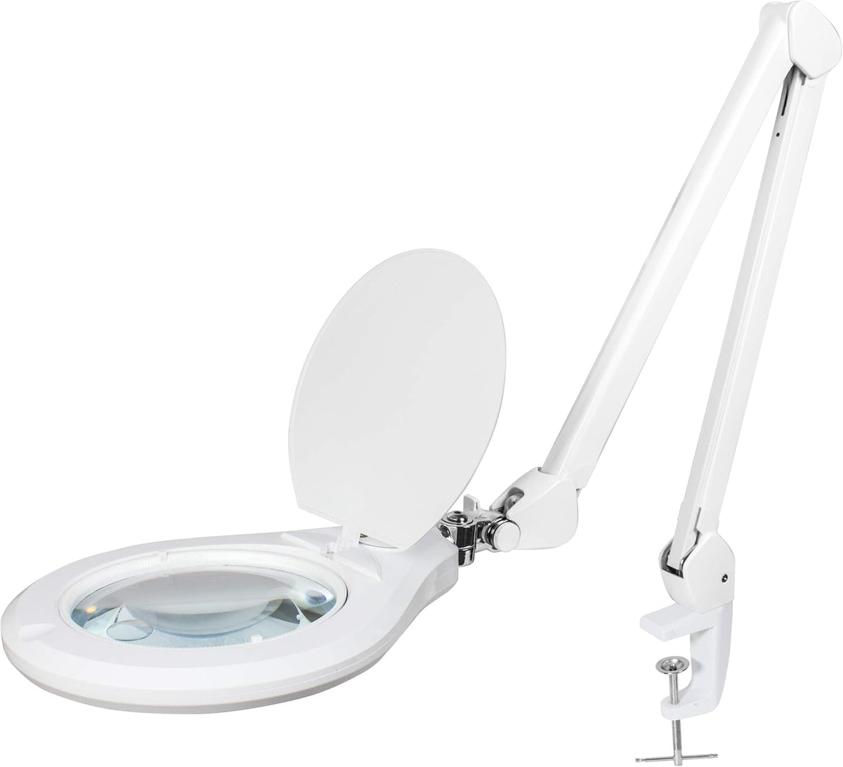 Magnifying Lamp with Clamp, 6 inches Glass Lens, 5 Diopter with 12 Diopter, 6000-7000K, Black T127230