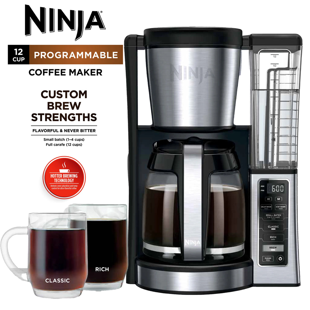 12-Cup Programmable Coffee Maker with Glass Carafe F939437