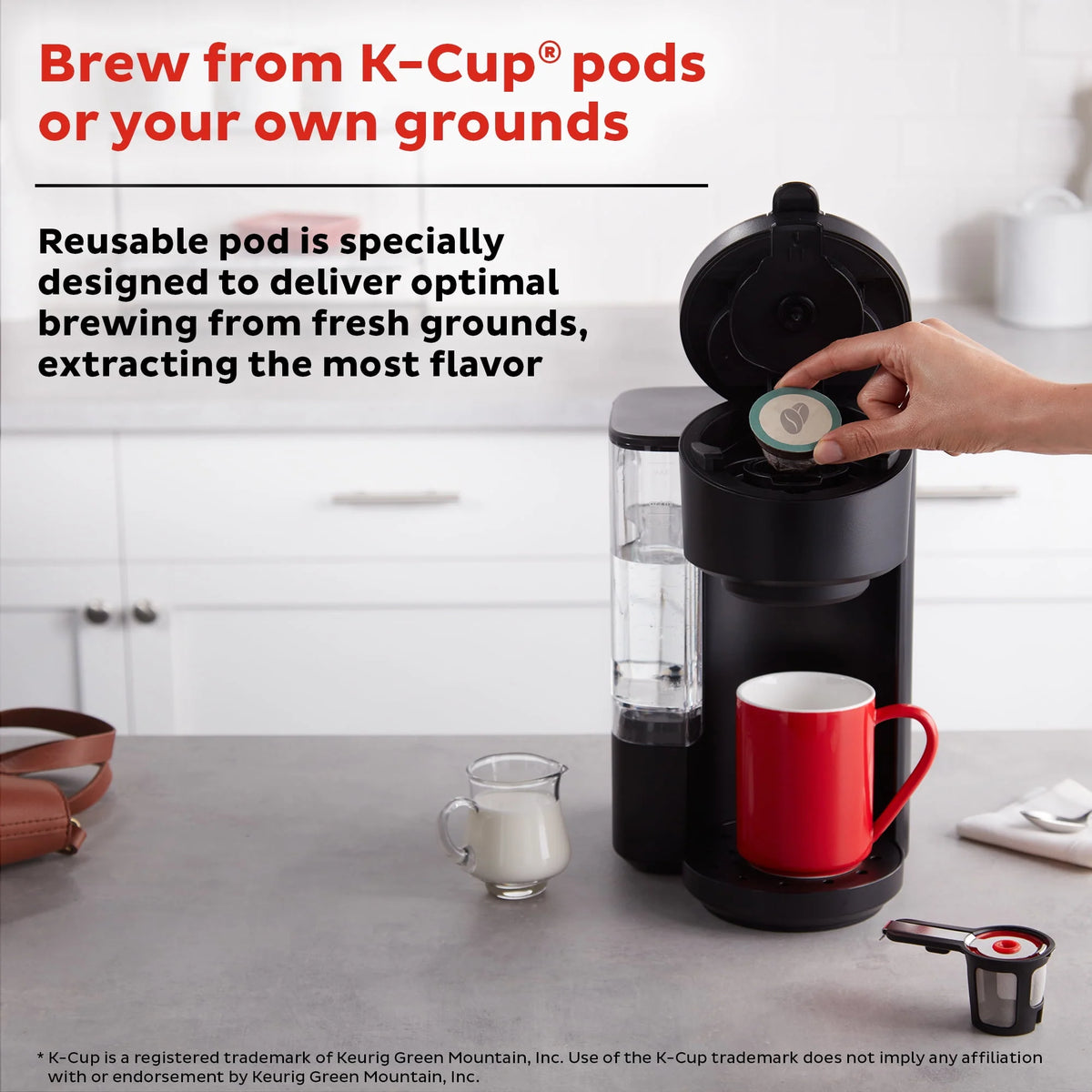 2-in-1 Single Serve Coffee Maker for K-Cup Pods and Ground Coffee, Black R5131