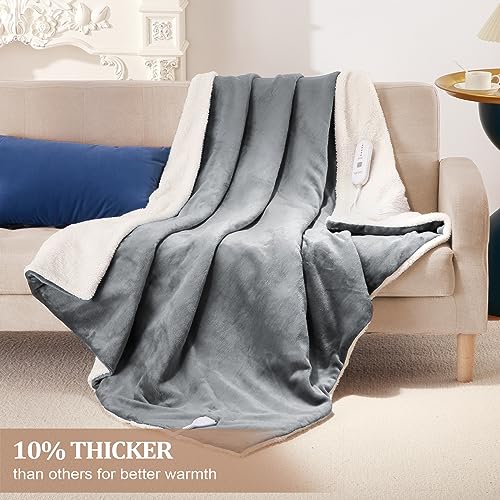 Blue Soft Flannel Electric Throw Blanket 50" x 60" with 5 Heating Levels & 4 Hours Auto Off C593