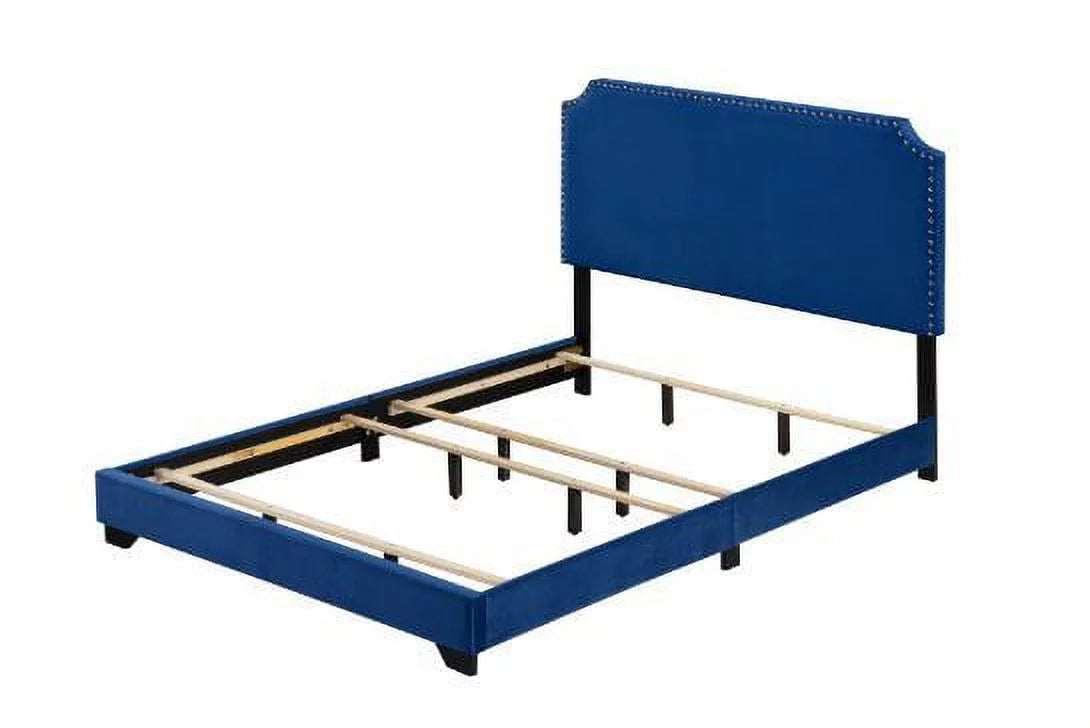 Queen Blue Fabric Bed E6448