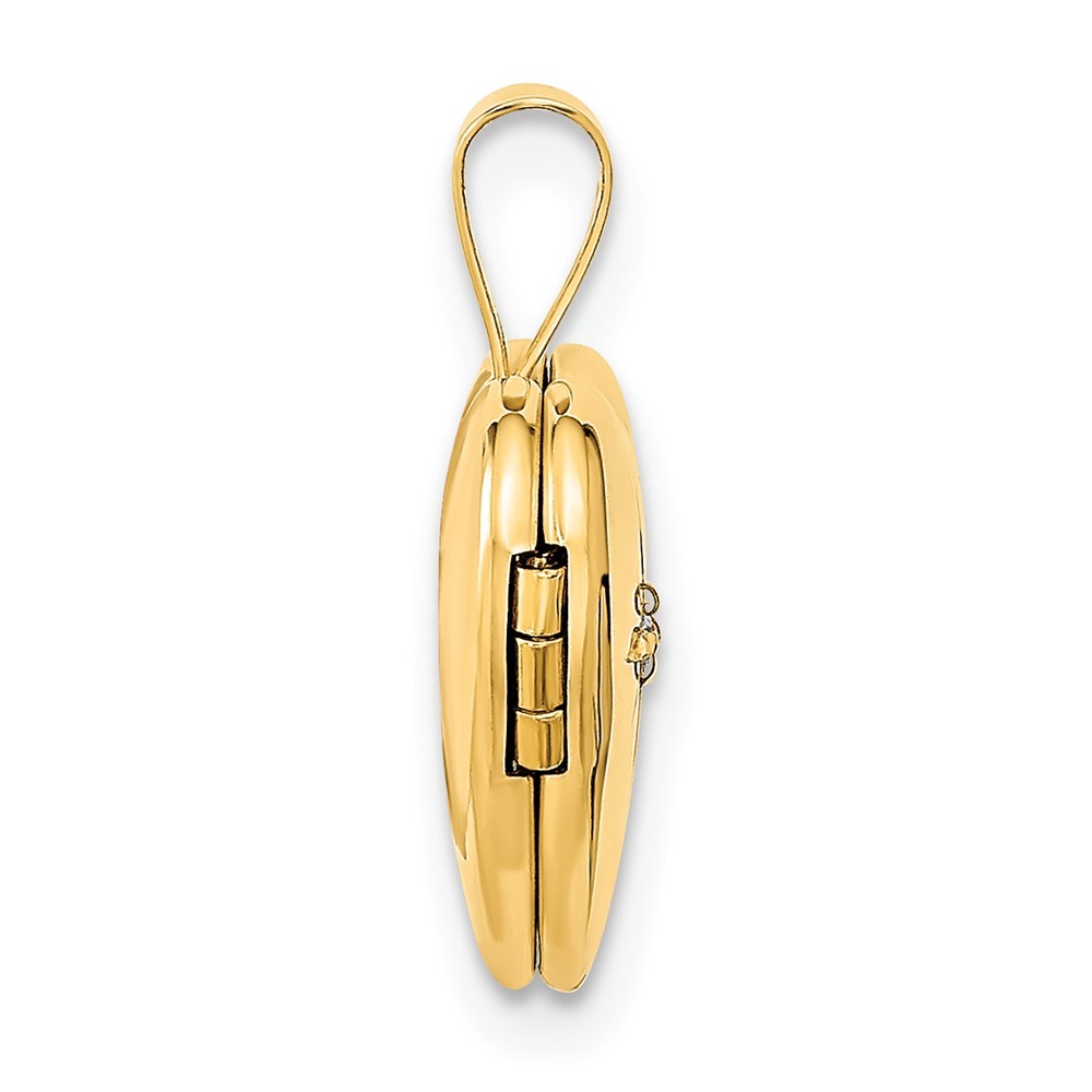 14k Gold 12mm .01ct. Diamond Photo Locket Pendant Necklace F7123