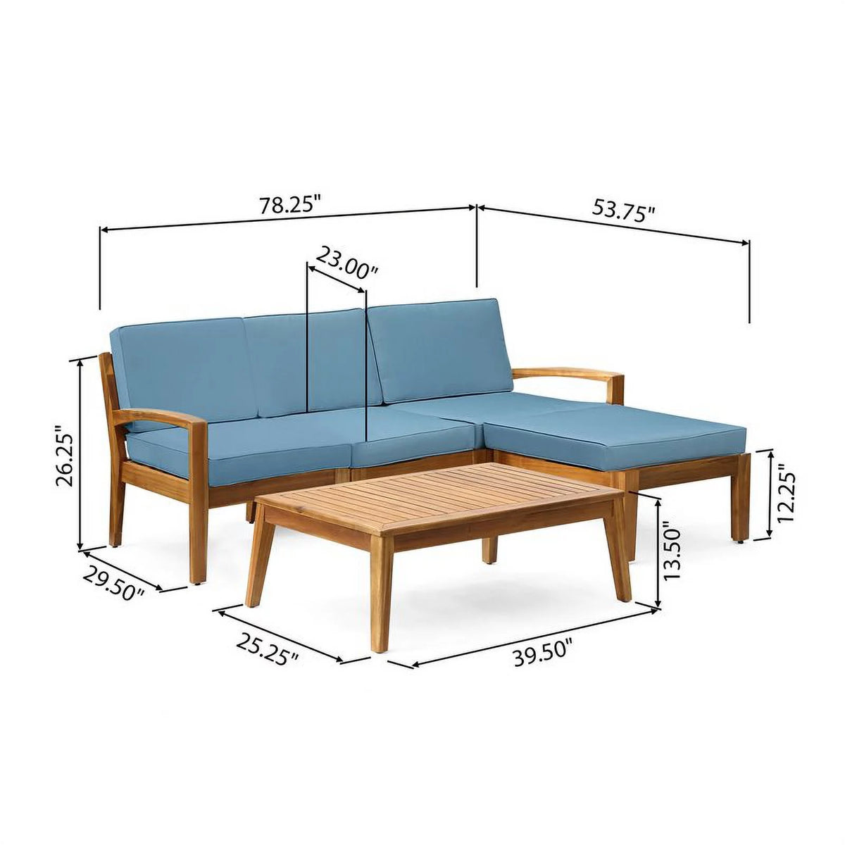 3 Seat Acacia Wood Outdoor Sofa Set K685