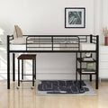 Twin Size Metal Loft Bed with Desk and Shelves G404