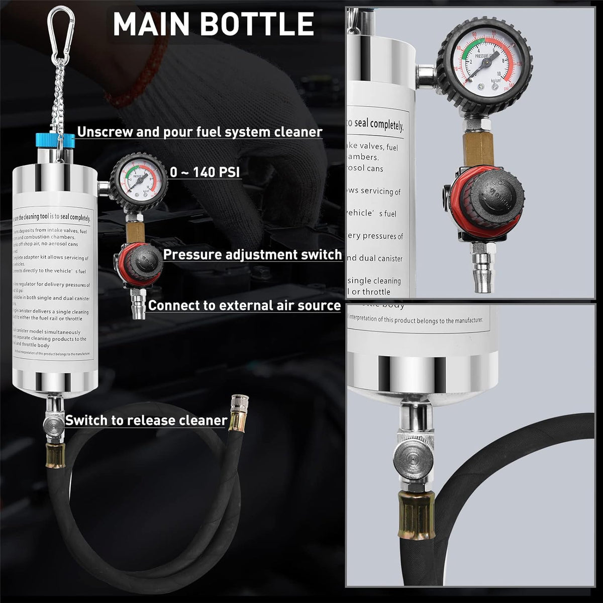 Fuel Injection Cleaner Tool (600ML, 140PSI) Y23678