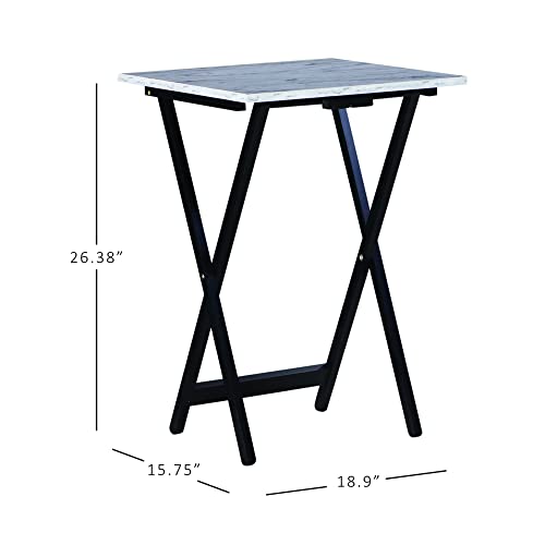 Brown Faux Marble Tray Table Set I704