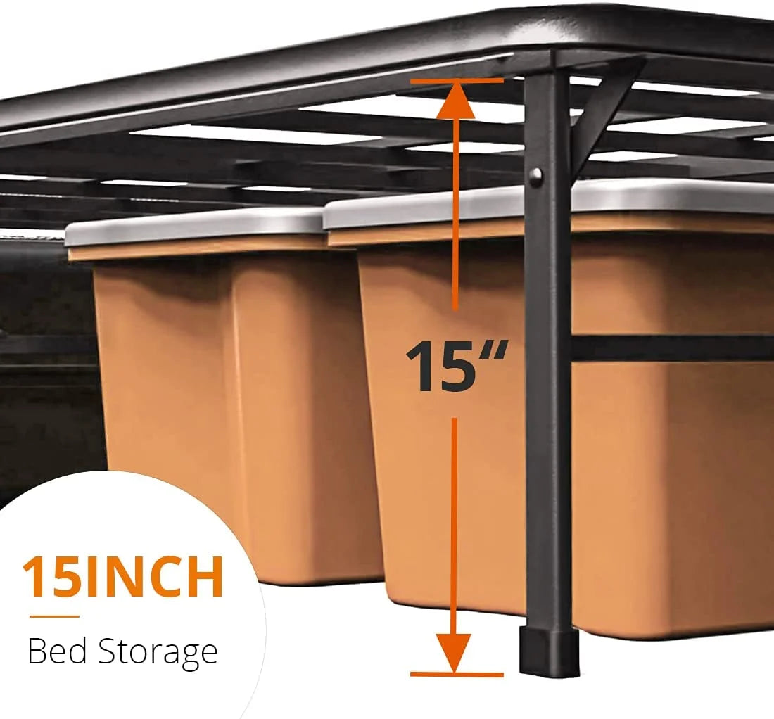 16in Heavy Duty Steel Slat Full Platform Bed Frame Black M505