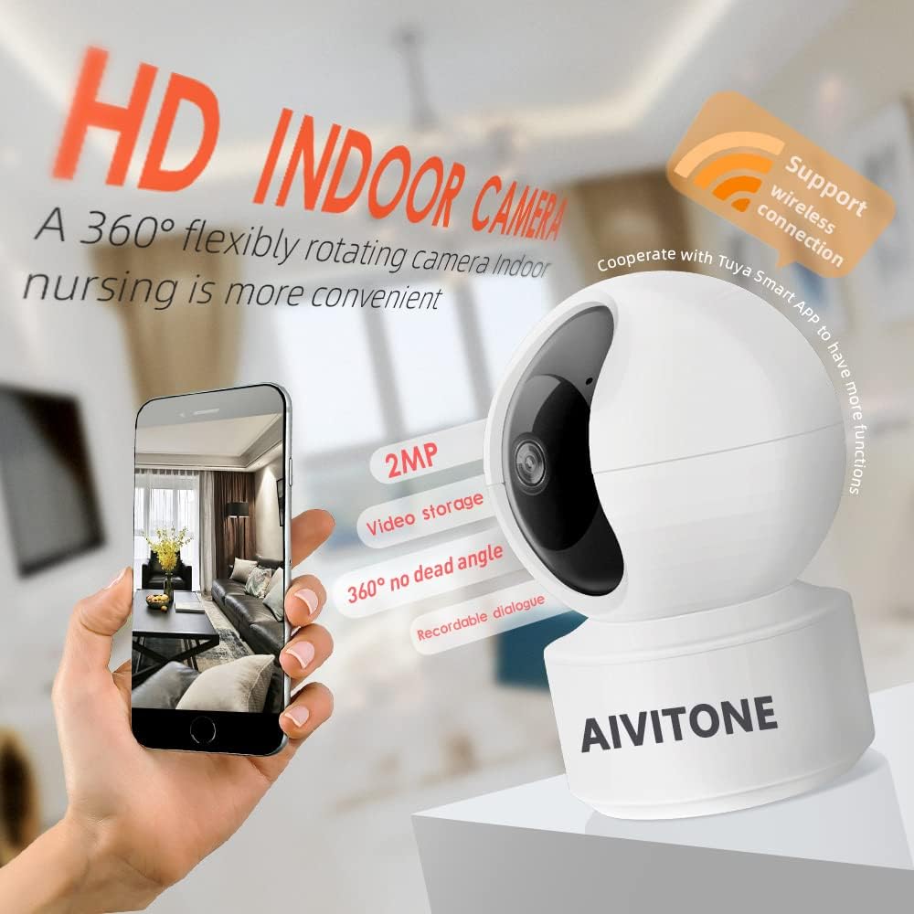 1080P HD Indoor Pan/Tilt WiFi Security Camera with Night Vision Pack of 2 V43626