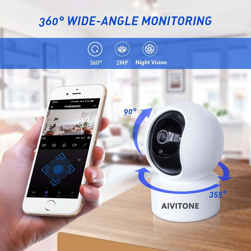 1080P HD Indoor Pan/Tilt WiFi Security Camera with Night Vision Pack of 2 V43626