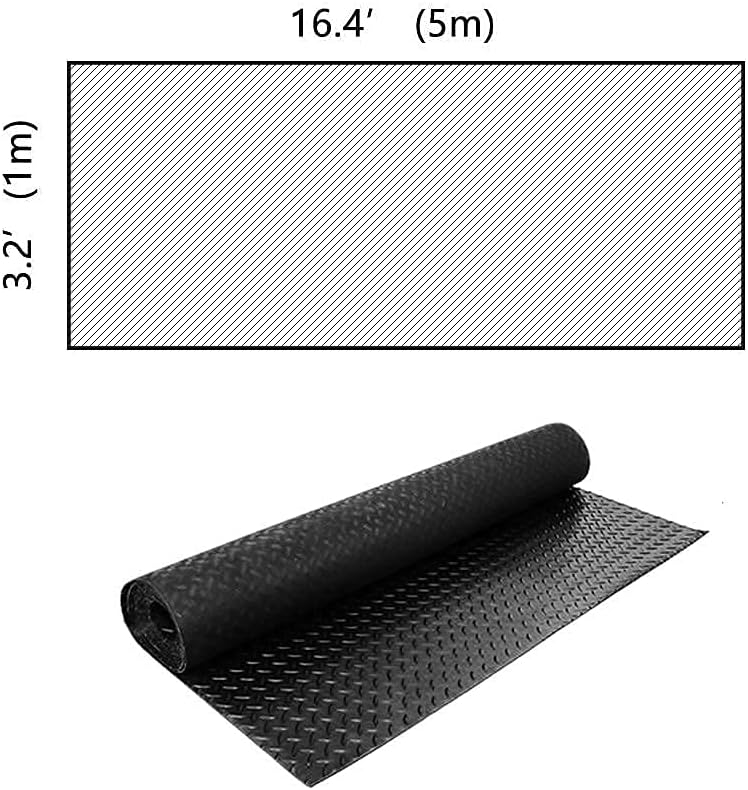 16.5 x 3.3 Ft 3mm Non-Slip Diamond Rubber Garage Floor Mats T323