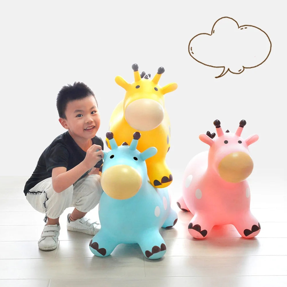 Yellow Inflatable Jumping Horse Toy with Air Pump F3920