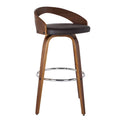 Brown/Walnut Faux Leather & Wood Counter Stool W109
