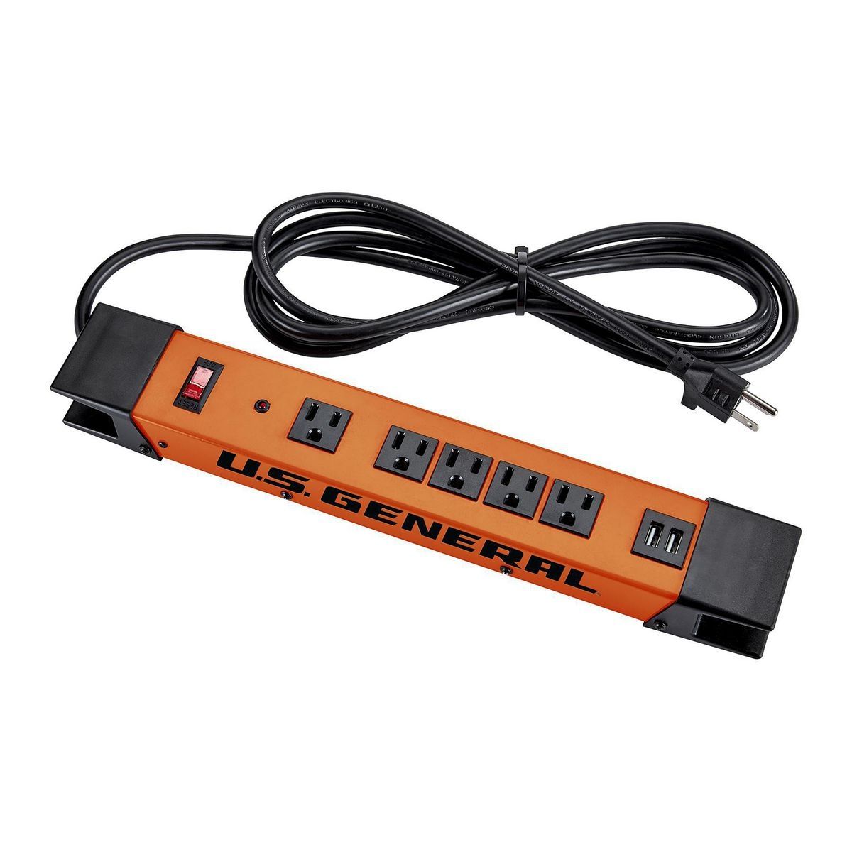 5-Outlet Magnetic Power Strip with Metal Housing and 2 USB Ports W3269