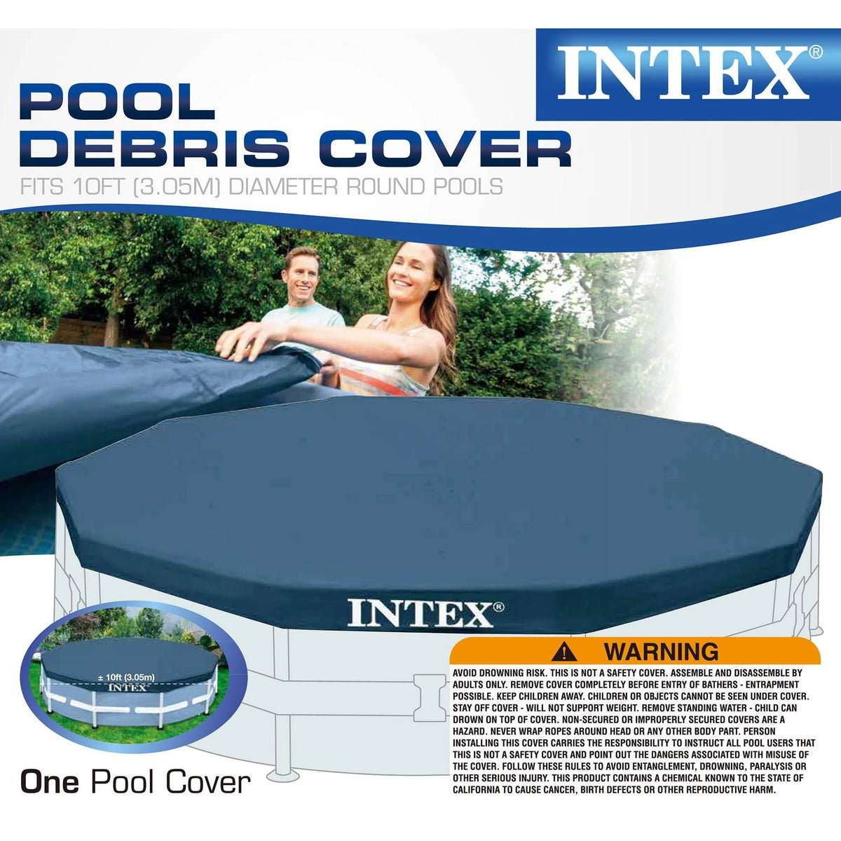 10' x 30 Metal Frame Round Outdoor Swimming Pool with Filter Pump & Cover R259305