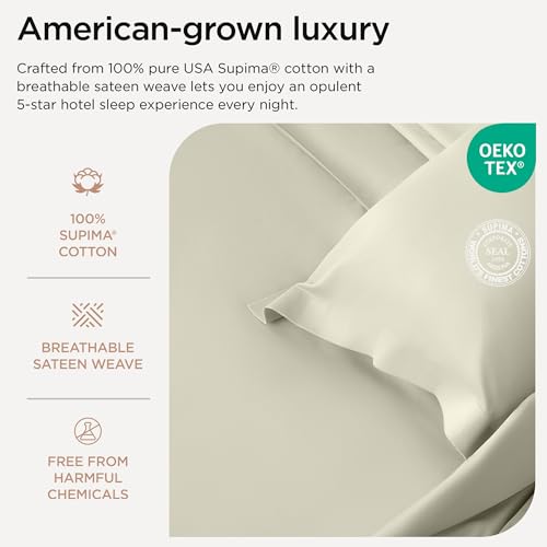 100% American Supima Cotton Queen Sheet Set 4 PC White T978295