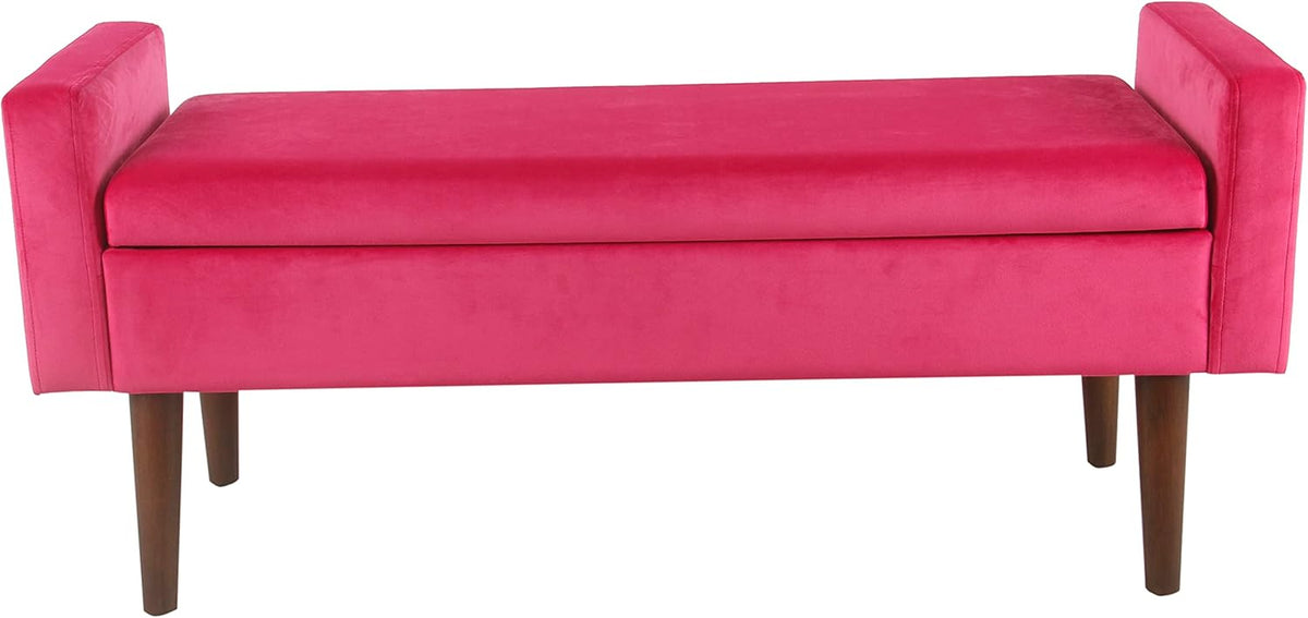 Pink Velvet Storage Ottoman Bench Z55560