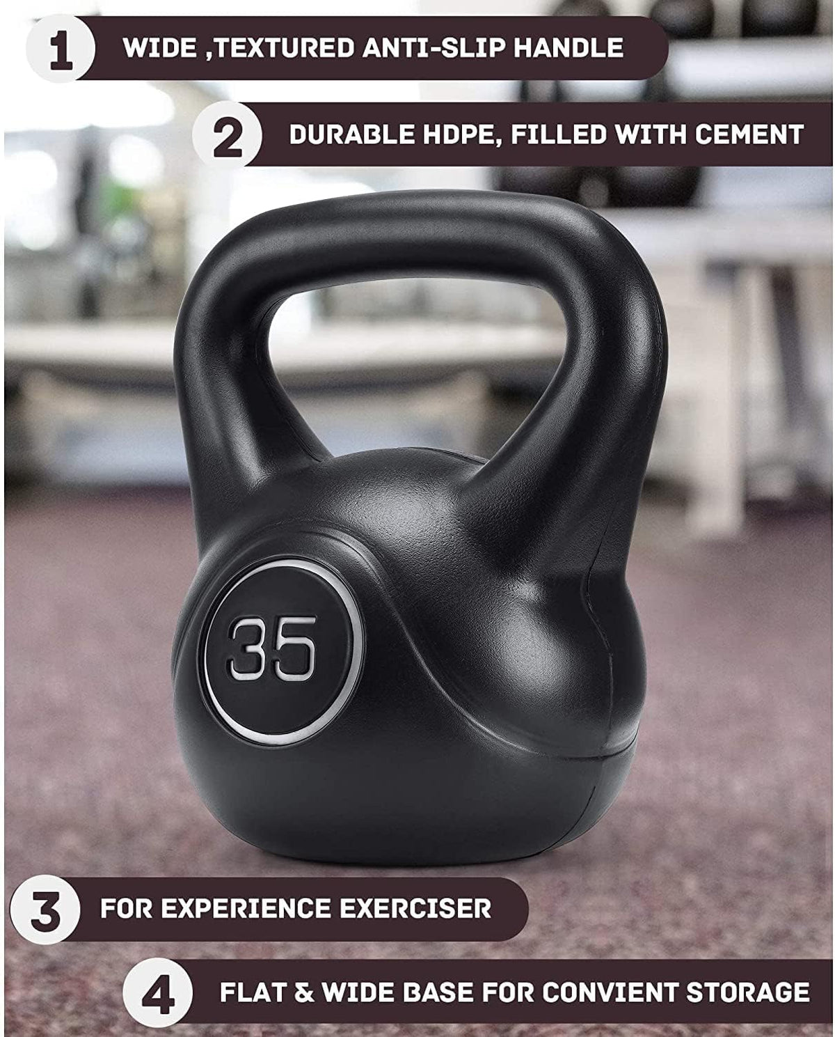 35lb Strength Training Kettlebell with HDPE Handle Workout Equipment Pack of 2 H6083