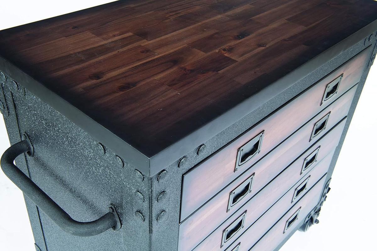 36" 5 Drawer Rolling Tool Chest with Wood Top S98459