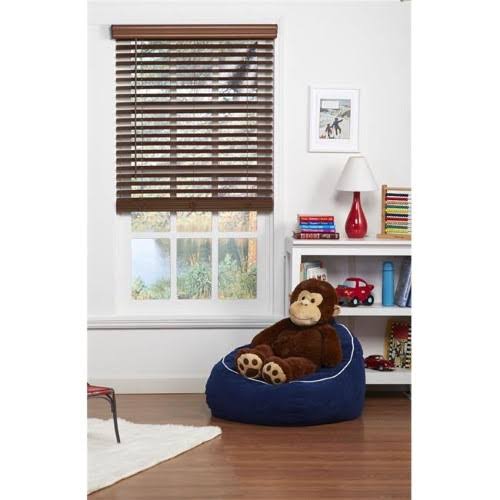 Cordless Faux Wood Blind Dark Oak 47.5 x 72 in. R693