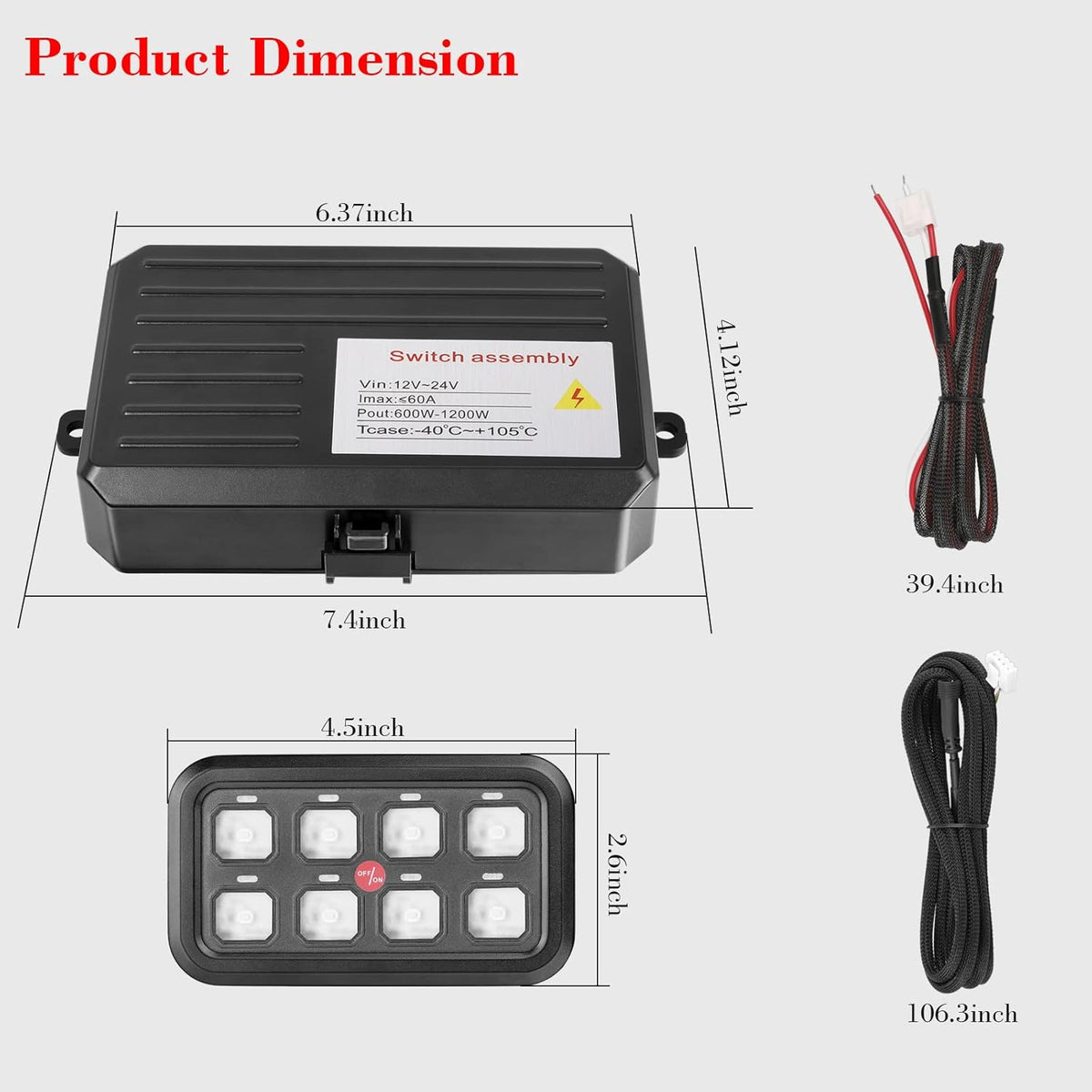 8 Gang LED Touch Control Switch Panel Box for Car Truck ATV UTV Boat Marine SUV Caravan T90367