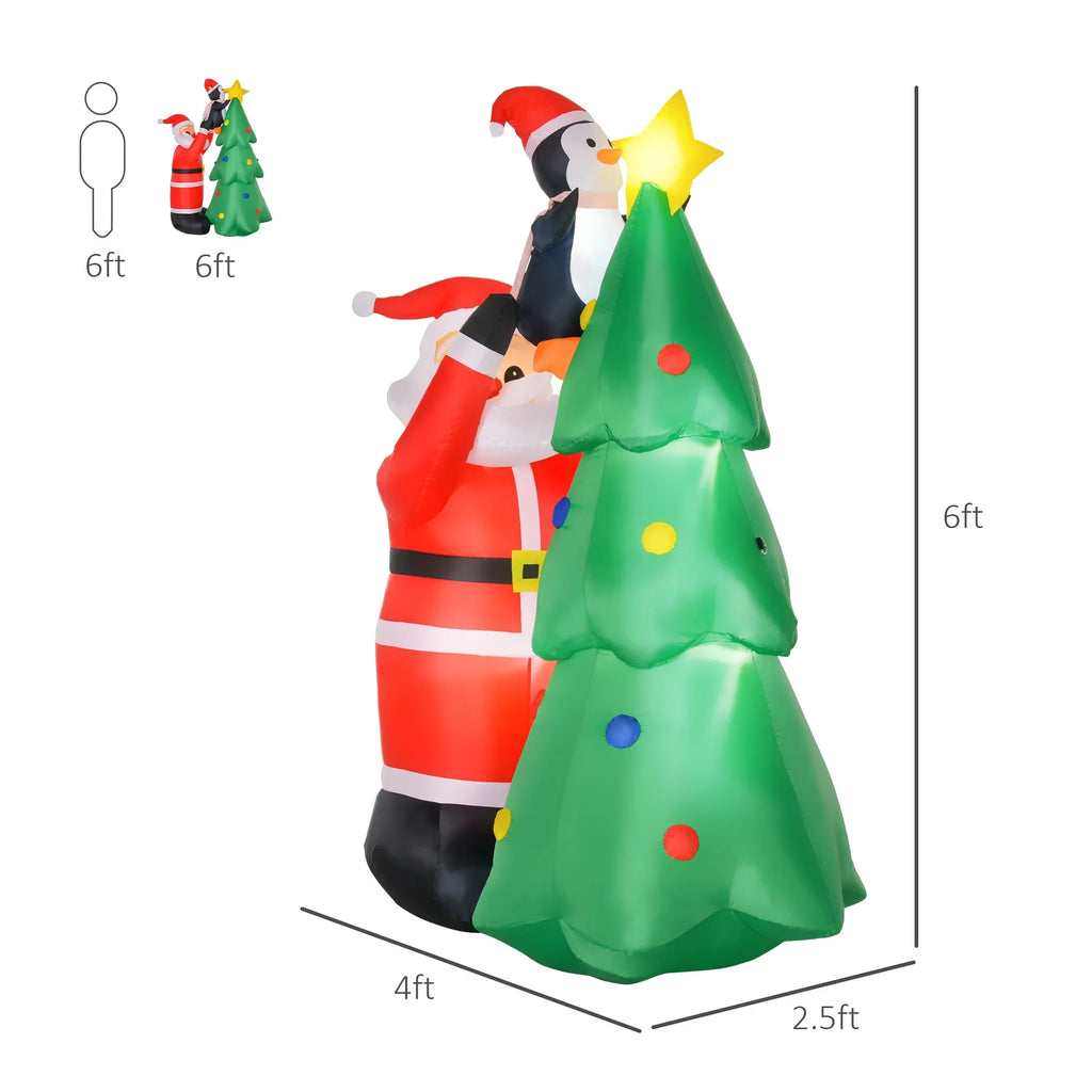 6' Lighted Christmas Tree Santa Claus Yard Inflatable X817