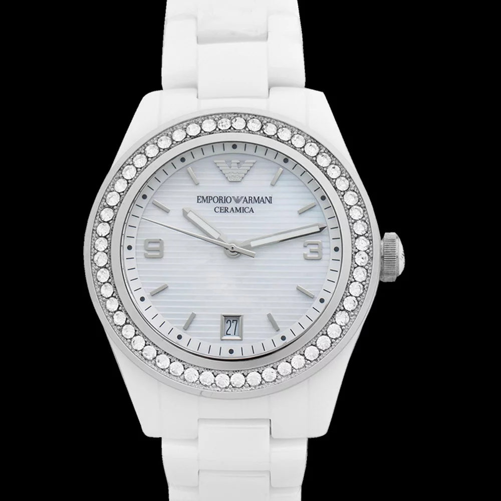 Mother of Pearl Dial Crystal Paved Bezel Ladies Watch K66576