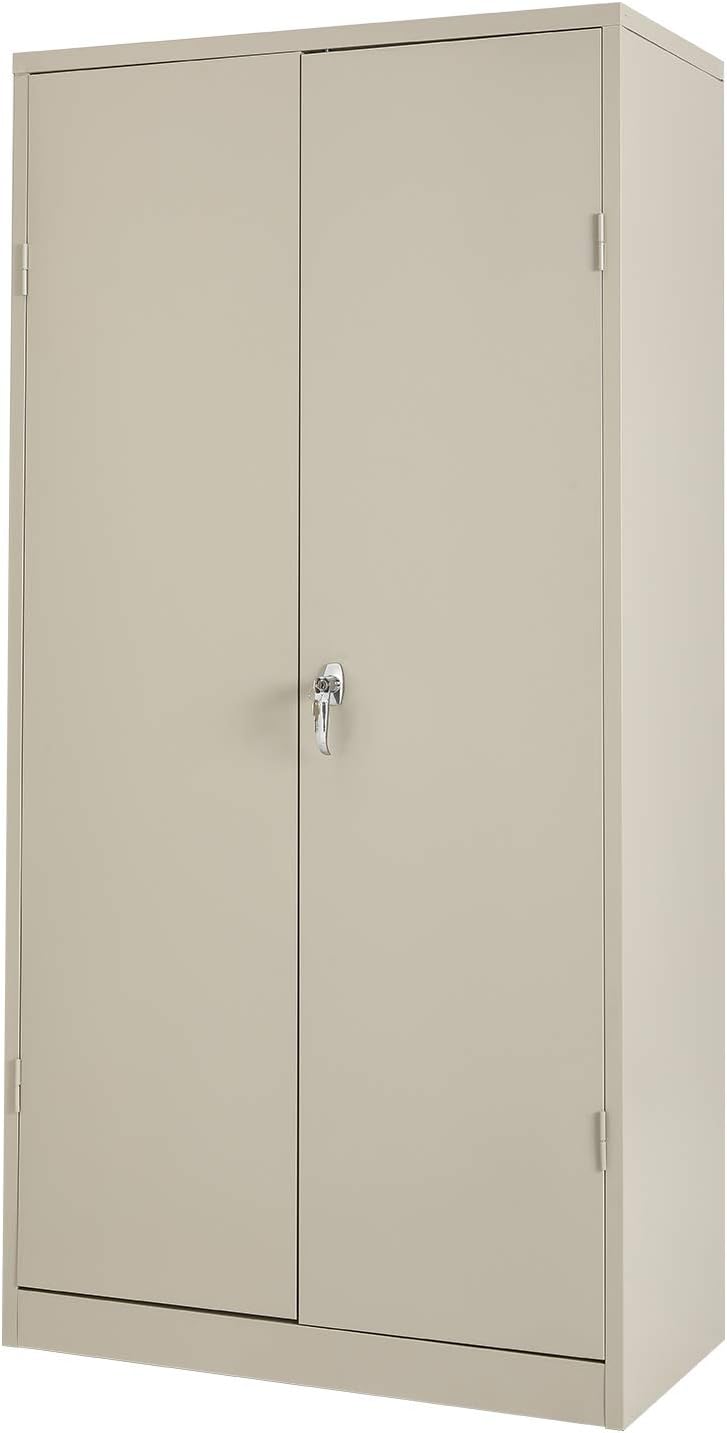 Tall Gray Locking Steel Storage Cabinet with 4 Adjustable Shelves B36022